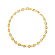 Miniature 18-karat yellow gold link bracelet with smaller interlocking oval links, weighing 3.30 grams. A lightweight and timeless accessory for everyday wear.